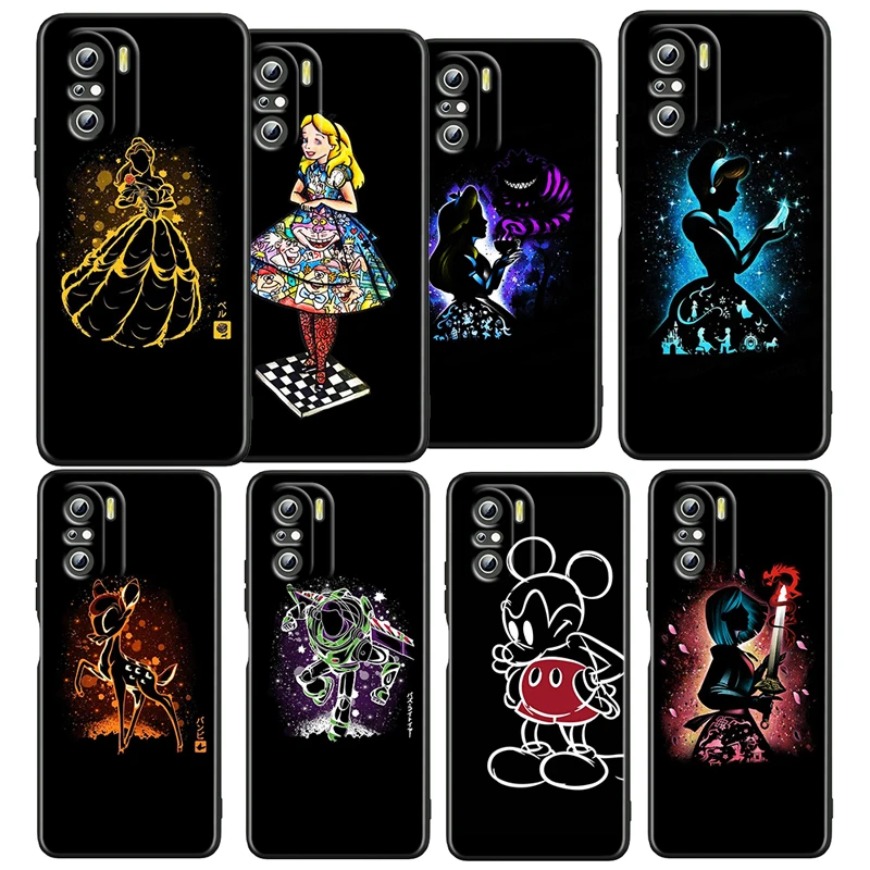 

Disney Princess Marvel Case For Xiaomi Redmi K50 K40 Gaming 11 Prime 10 10C 9AT 9C 9T 8 6A 4X 5G TPU Black Phone Cover Capa Core