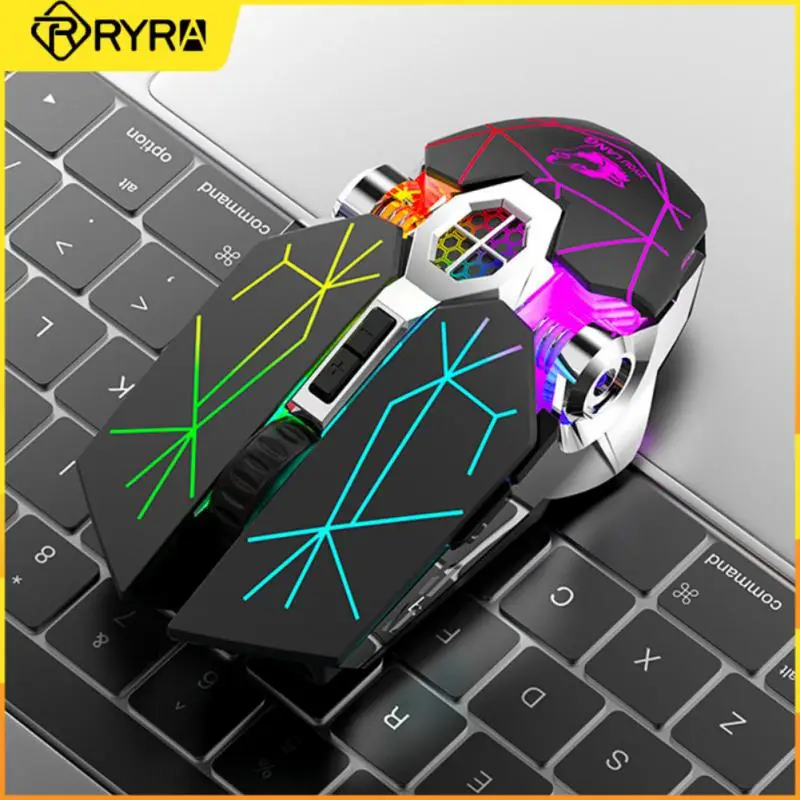 

RYRA 2.4G wireless charging game mouse 6 keys 2400DPI USB&Bluetooth Dual mode mute RGB water-cooled luminous mechanical mouse