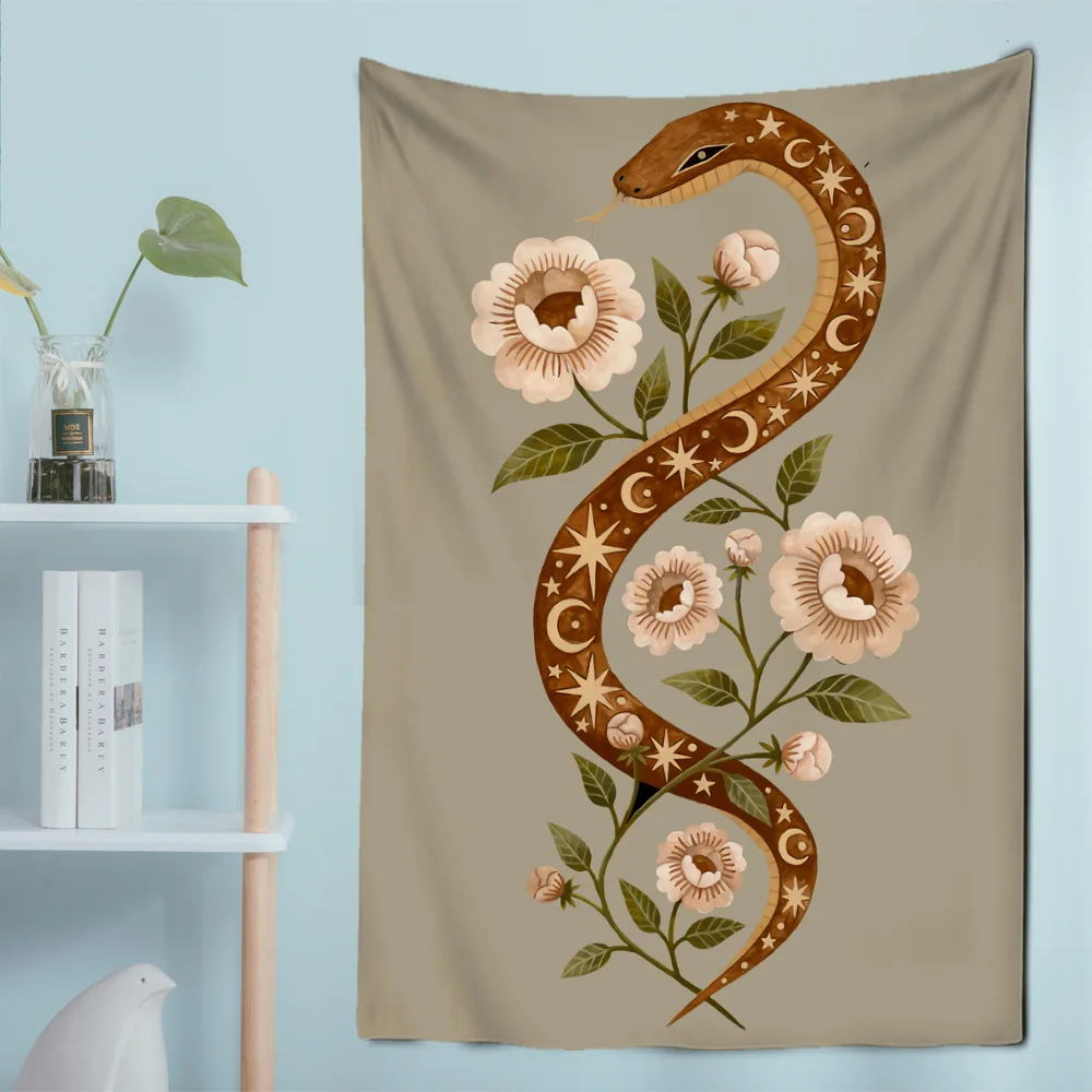 

Plant Floral Tarot Tapestry Wall Hanging Astrology Wicca Goddess Sun Moon Home Decor Backdrop Fabric