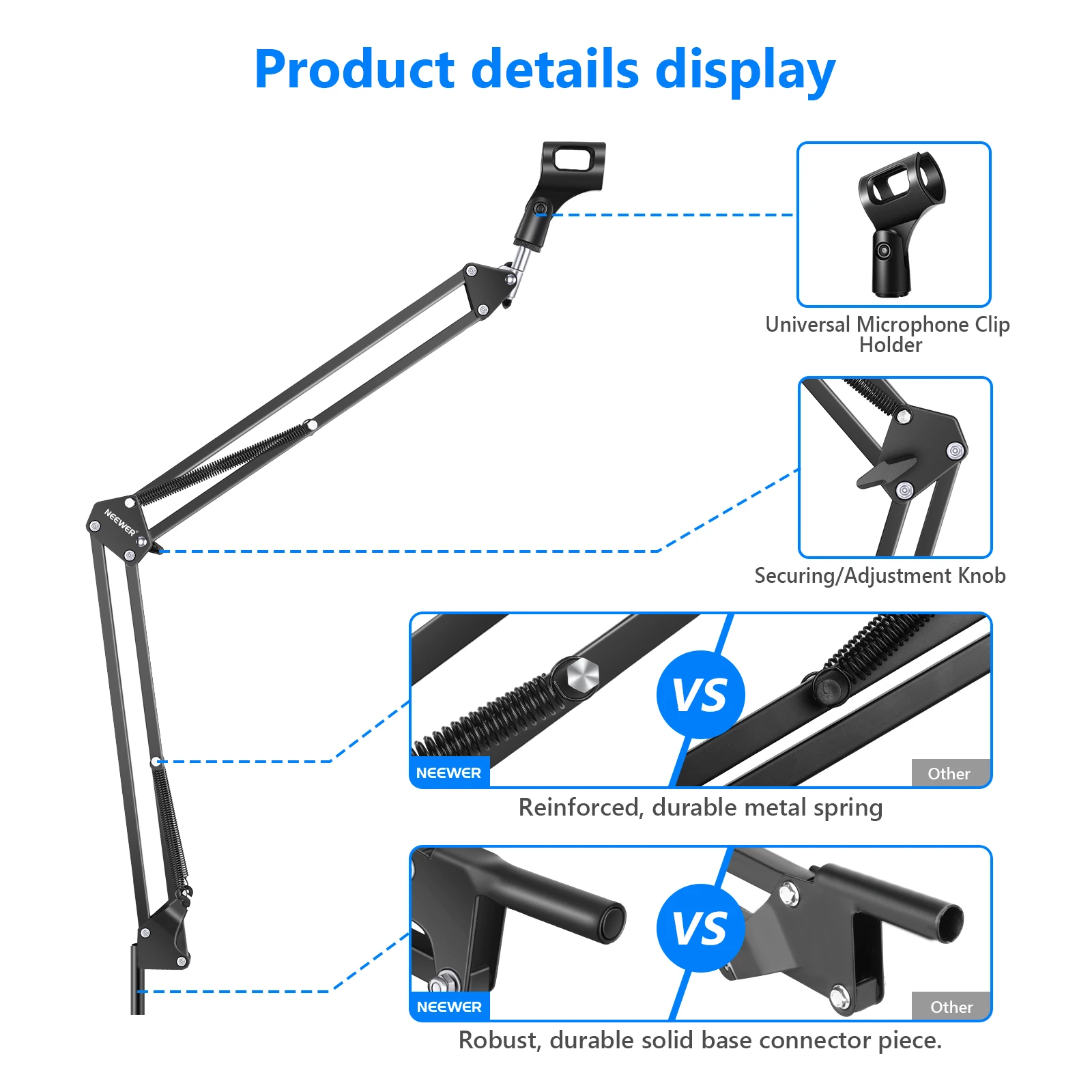 Neewer микрофон Arm Mic Stand Boom подвеска ножничный стенд с 3/8 &quotдо 5/8&quot Винтовой Адаптер