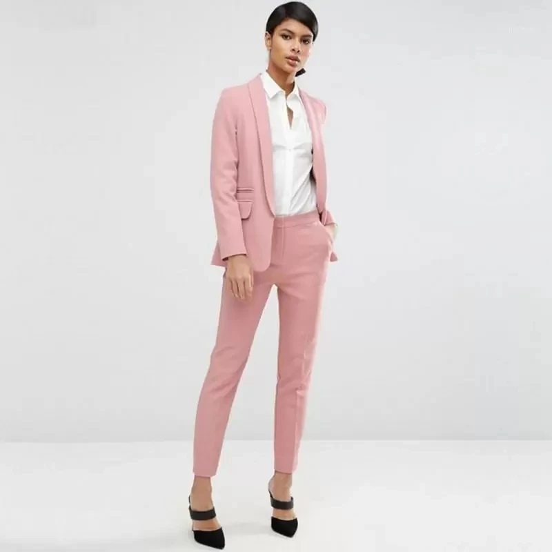 Women's Blazer With Pants Shawl Collar Solid Color Women Suits Office Sets  Iniform