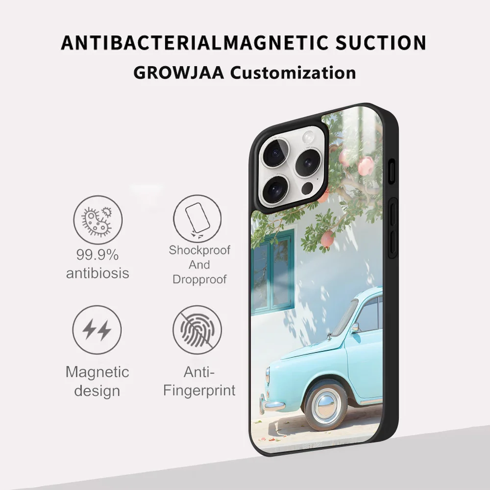 Винтажный автомобильный чехол для телефона A-AIGC iPhone 16 15 14 13 12 11 Pro Max Plus Mini Magsafe Mirror