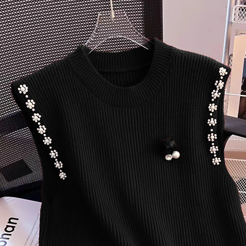 Женская вязаная рубашка с лацканами и жилет в Корейском стиле повседневная