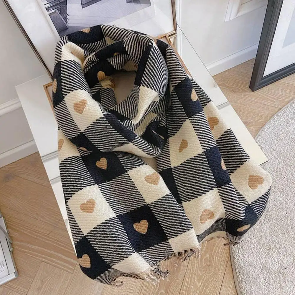 

Autumn And Winter Thickening Warm Shawl Scarf High Quality New Plaid 2022 Couple Women Men Neck Tassel Cotton Blanket Scarf M0u3