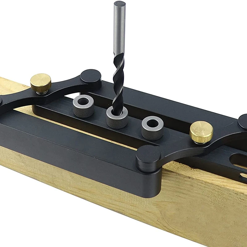 

6/8/10mm Self Centering Doweling Jig Aluminum Drilling Guide Locator Dowel Jig Master Kit for Woodworking Board Splicing