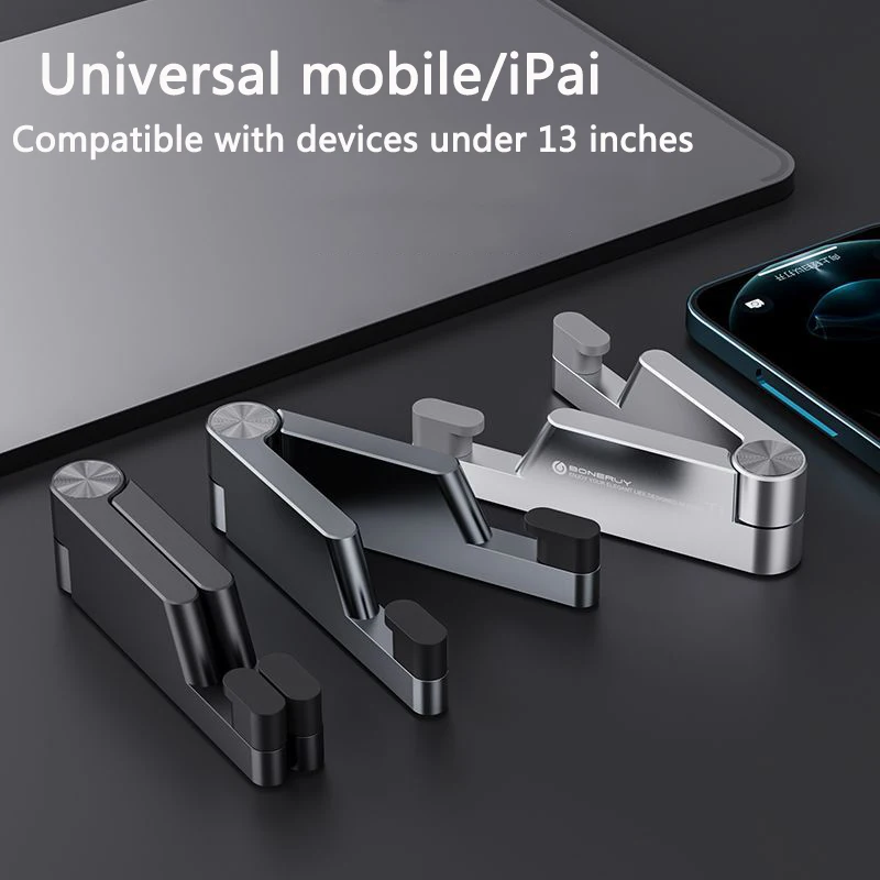 

T1 Protable Phone Holder V Shaped For Desk Aluminum Alloy + Silicone Universal Foldable Cellphone Holders Tablet IPad Holder