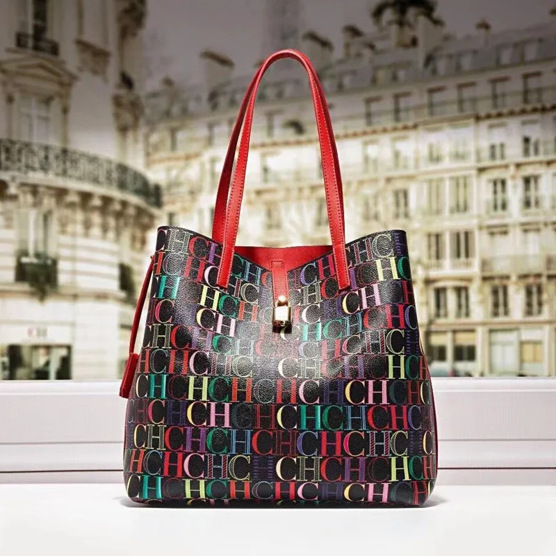 

Luxury Brand 100% Leather Embossed Letters CHCH HCHC Handbag Famous Designer Bucket Bag Deluxe Female Bolsa Designer Bags