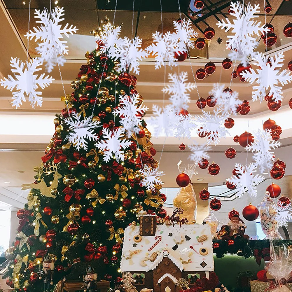 

3D Shop Artificial Christmas Decoration Restaurant Office Party Snow Shape Wedding Holiday Ornament Hanging Garland Festival