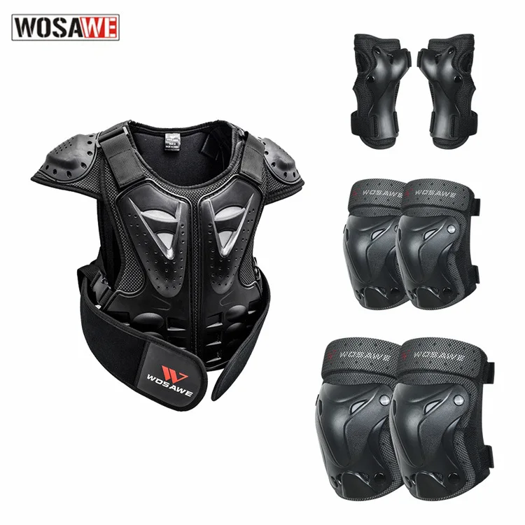 

WOSAWE Skateboard Kids Armor Spine Chest Armor Jacket Protection Equipment Motocross Children's Bike Protective Gears Set
