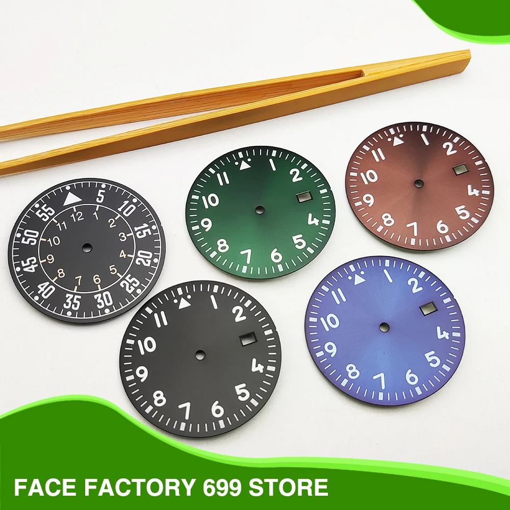 

Luxury Vintage Watch Accessories Flight Dial Watch Literal Green Luminous for NH35/36/4R caliber