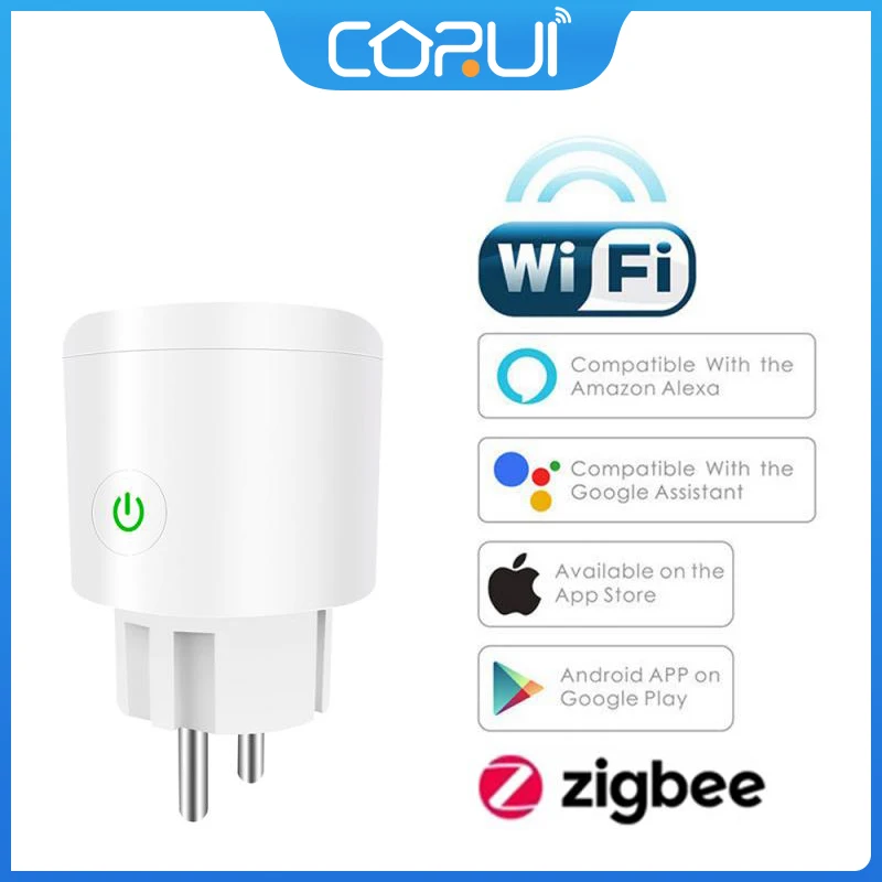 

Умная розетка CoRui Tuya Zigbee, розетка с дистанционным управлением, с голосовым управлением, Wi-Fi, с таймером, европейская вилка