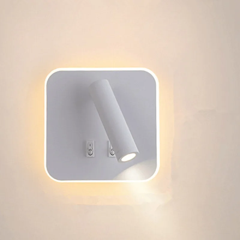 

Настенные светильники с переключателем, подсветка, комнатные прикроватные светильники для спальни, кабинета, чтения, 220 В светодиодный ная настенная лампа с регулируемым поворотом на 330 градусов