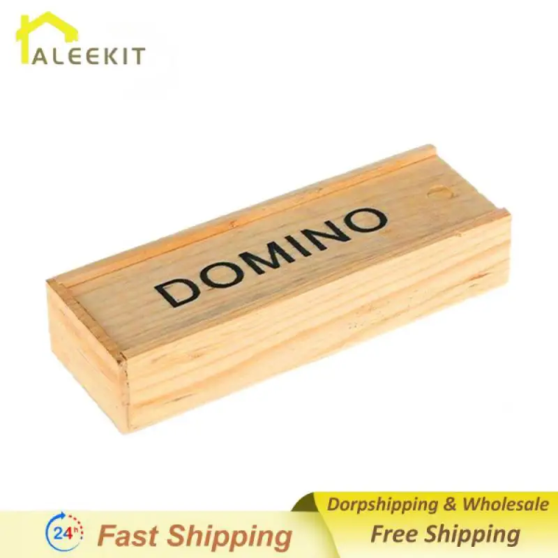 

Six Dominoes Set Entertainment Recreational Travel Game Blocks Wooden Building Learning Educational Toy Dot Dominoes Board Game