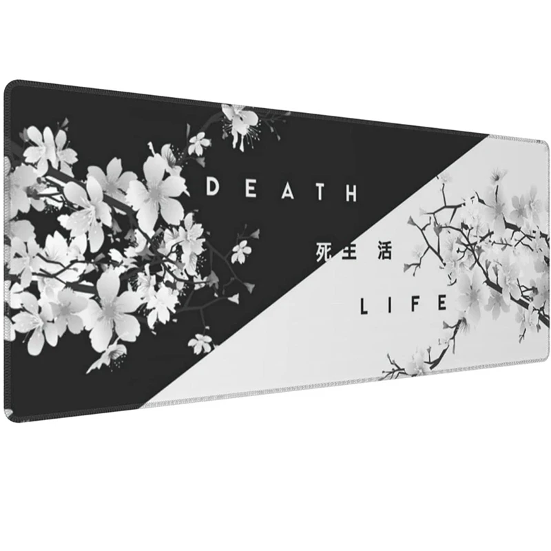 

Black And White Cherry Blossom Gaming Mouse Pad,Large Mouse Mat Desk Pad, Stitched Edges Mousepad, 31.5 X 11.8 Inch