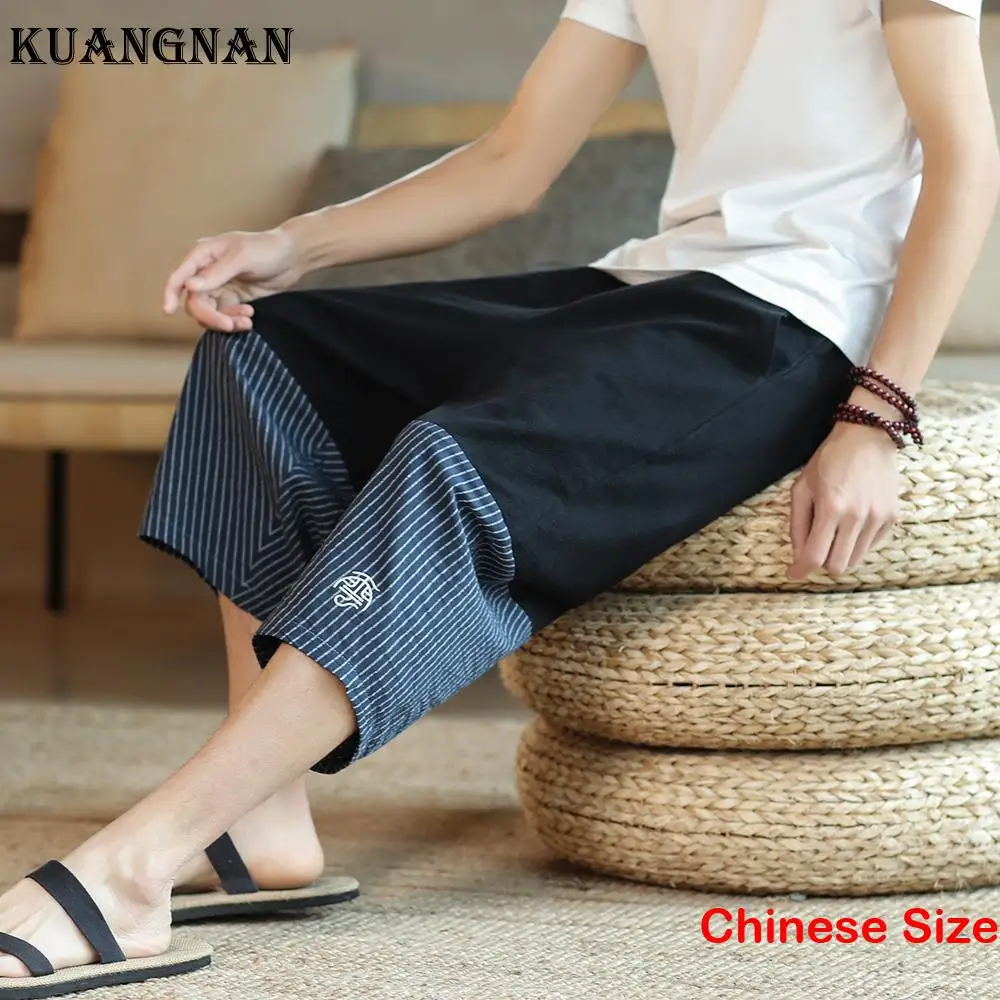 

KUANGNAN Cotton Linen Jogger Pants Men Trousers Mens Joggers Men's Sweatpants Man Clothes Korean Streetwear Pant 5XL 2023 Summer