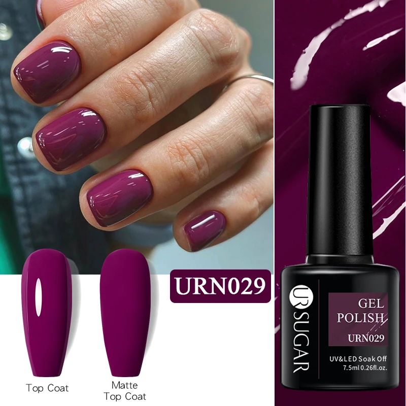 

UR SUGAR 7.5ml Matte Dark Magenta Color Nail Gel Polish Winter Purple Series Varnish Soak Off UV LED Nail Art Design Manicure