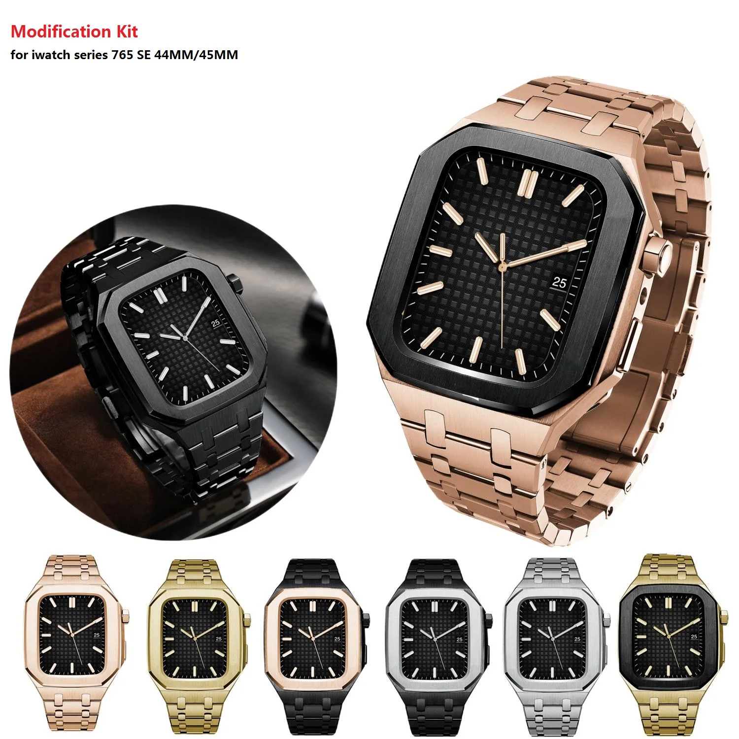 

Latest Stainless Steel For Apple Watch Band 44mm 40mm Metal Strap For IWatch Series 6 SE 5 4 42mm 38mm Modification Noble Metal
