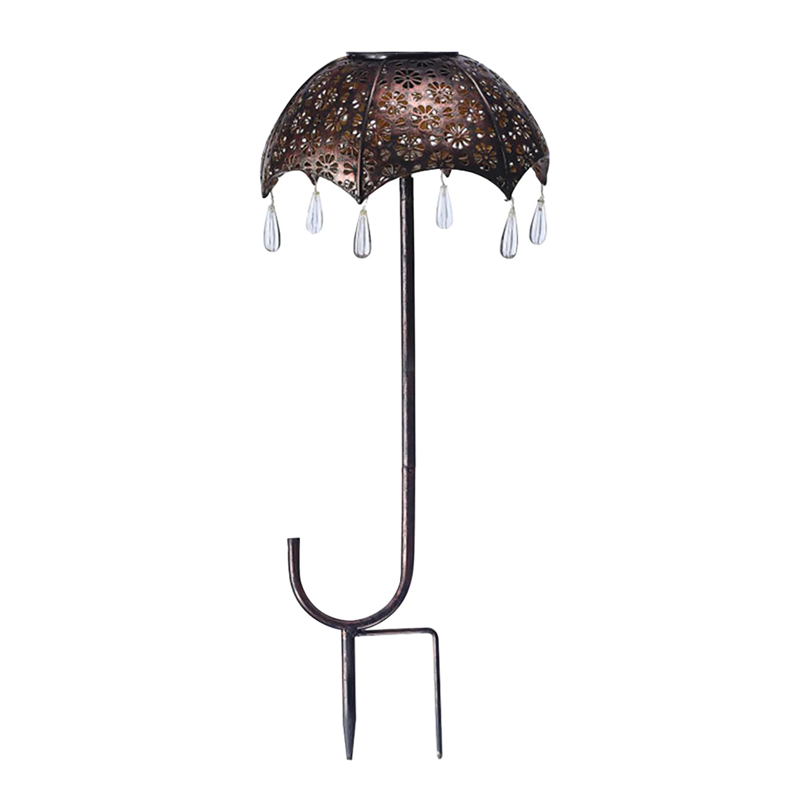 

Creative Wrought Iron Landscape Lamp Umbrella Shape Hollow Out Garden Decorative Lights Solar Powered Rustproof Waterproof