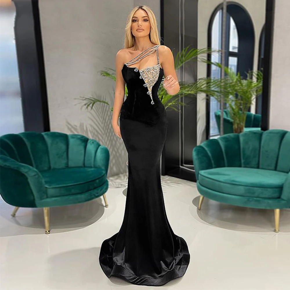 

GUXQD Modern Black Long Mermaid Evening Dresses Sleeveless Party Gowns Sparkly New Robe De Soiree Vestidos De Fiesta Prom Dress