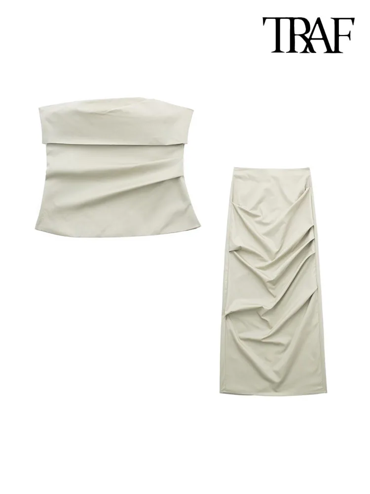 

Женский комплект из топа и Юбки-миди, без бретелек