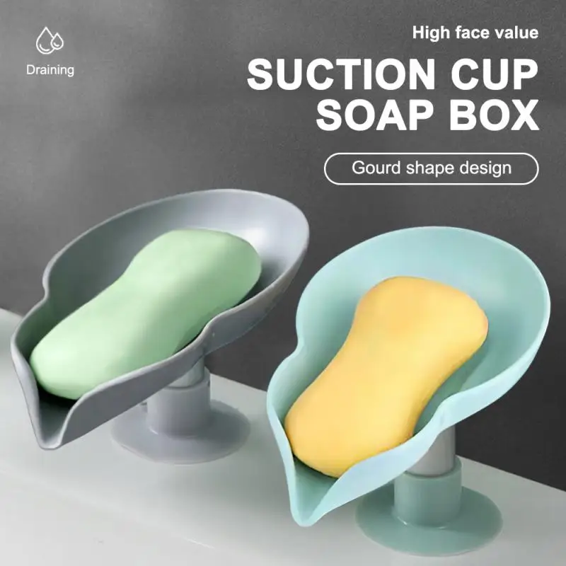 

Suction Tray Plastic Drain Laundry Box Creative Soap Holder Box Soap Rack Bathroom Supplies Toilet Soap Non-slip Lotus Leaf
