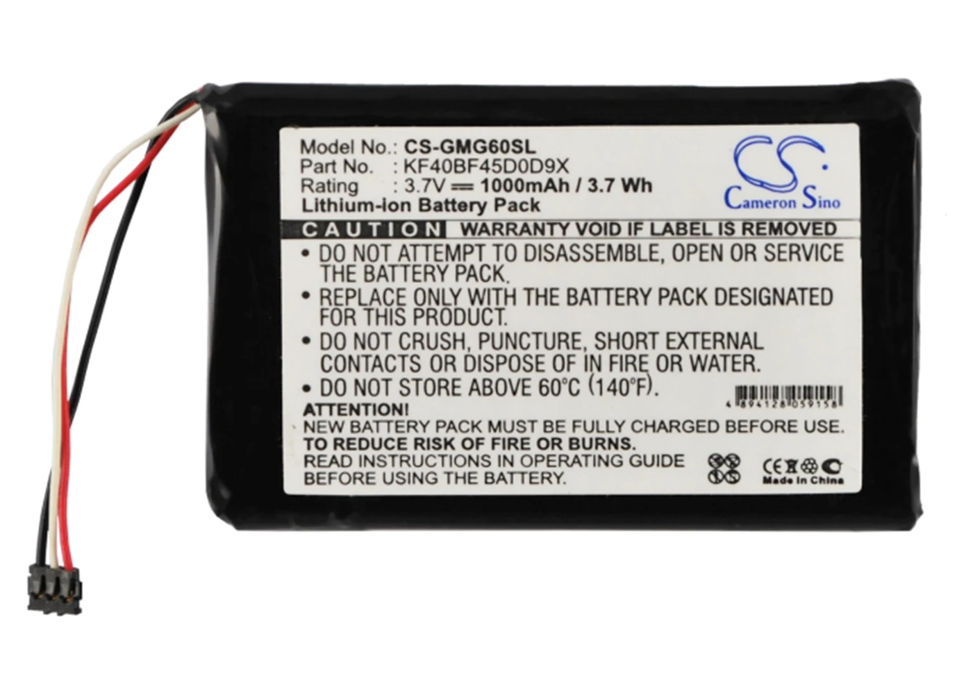 

Аккумулятор Cameron Sino, 1000 мА, для Garmin touchg6 KF40BF45D0D9X