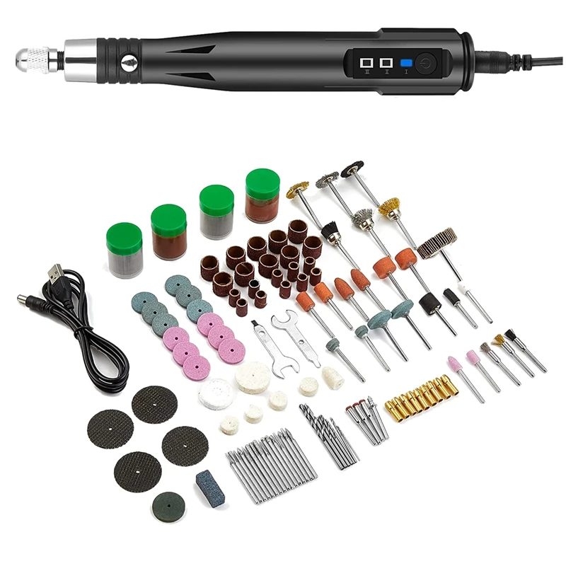 

TOP 161PCS 30W Corded Rotary Power Tool Kit Mini 3 Speeds Adjust Grinding Machine Lightweight Nail Drill USB Engraving Pen