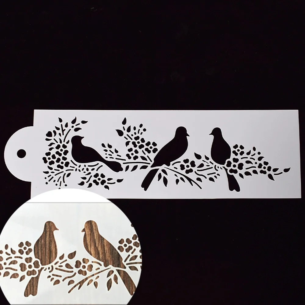 

1PC Magpie Bird on Branches Shape Printing Mold Stencil Airbrush Painting Art DIY Home Decor Scrapbooking Stamp Album Crafts