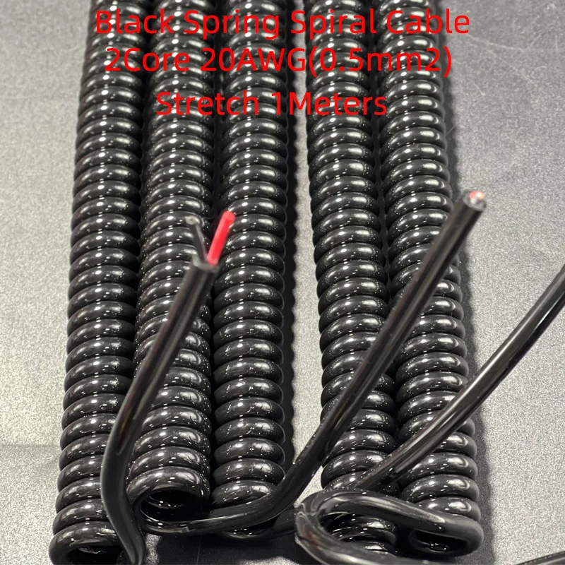 

Черный спиральный электрический провод 20AWG 0,5 мм2