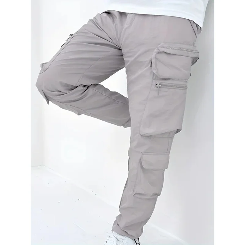 Мужские легкие облегающие плиссированные брюки-карго из ткани без потерь с