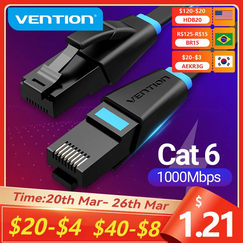 Vention Ethernet Cable Cat6 Lan Cable UTP RJ45 Network Patch Cable 10m 15m For PS PC Internet Modem Router Cat 6 Cable Ethernet
