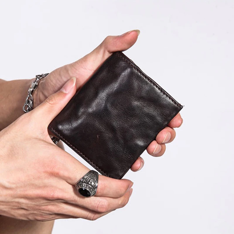 

AETOO Japanese student wallet men's thin section short section high school students ultra-thin juvenile antique small leather w