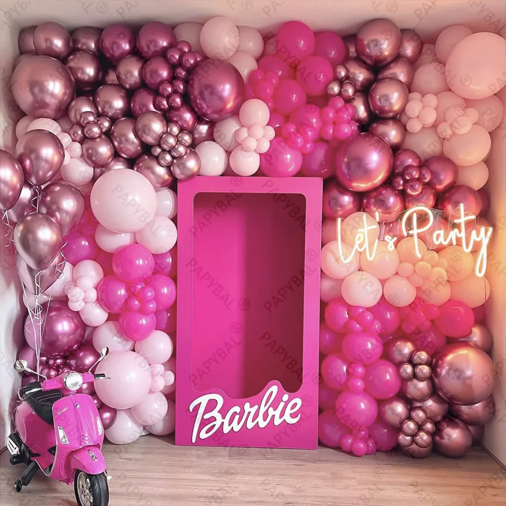 

237PCS Metal Pink Photo Wall Celebrate Baby Shower GirL's Birthday Party 32inch Rose Gold Number Foil Balloons Decors Supplies