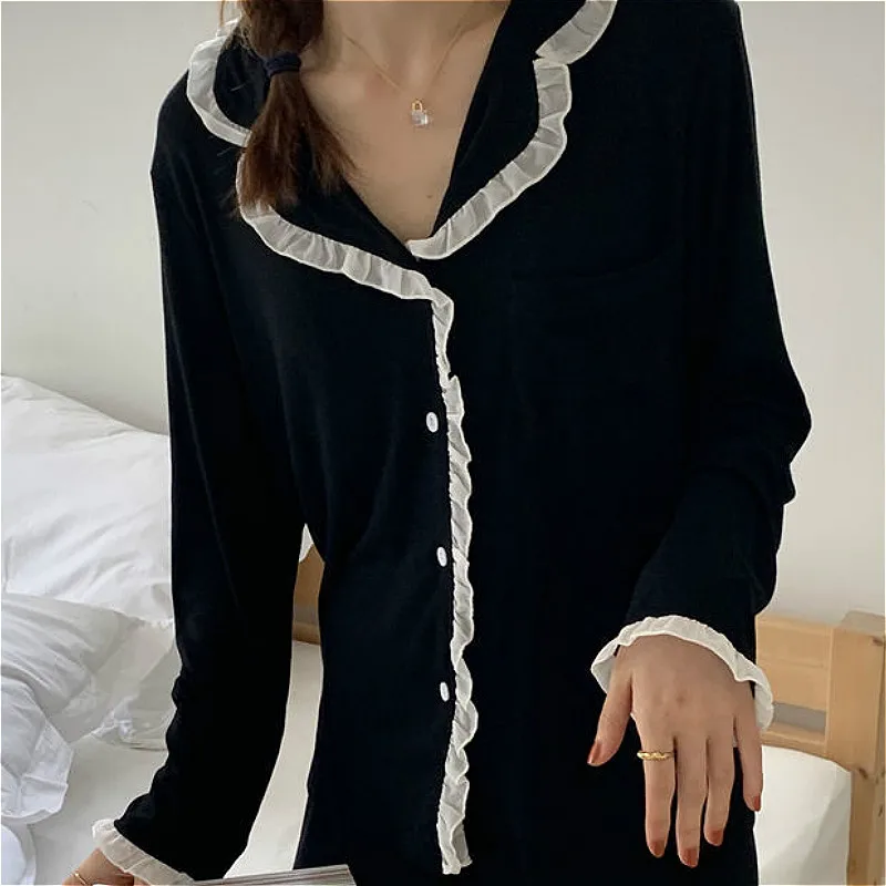 Пижамный комплект женский кружевной стильная одежда для сна в Корейском стиле