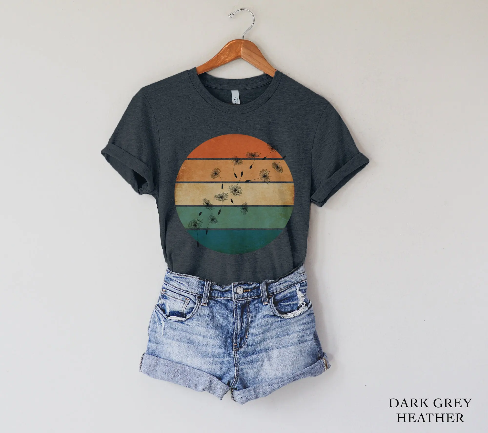 Ретро футболка с одуванчиком модная винтажная цветочным принтом