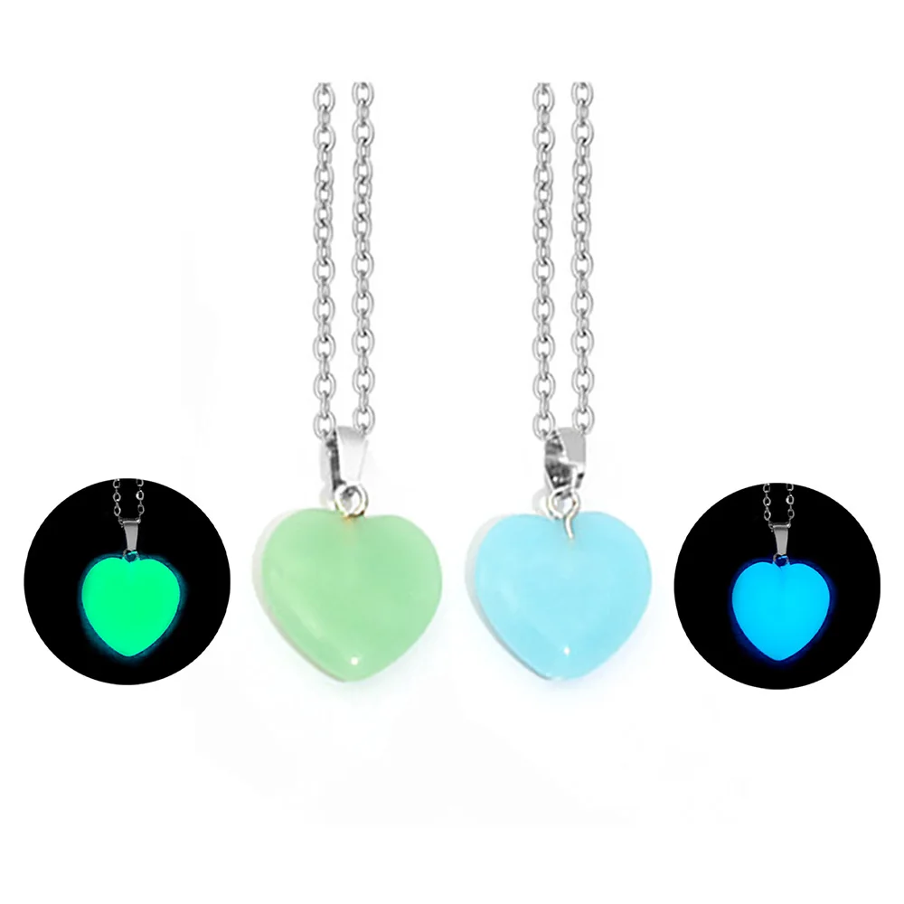 Светящееся светящееся сердце из нержавеющей стали природный камень в темноте