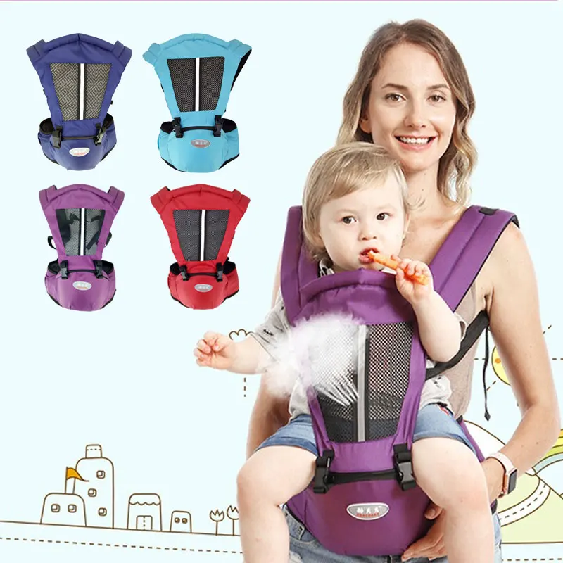 Hands Free Baby Carrier Sling Kangaroo Bag Breathable Should Belt Infant Wrap Large Capacity Pocket with Adjustable Waistband