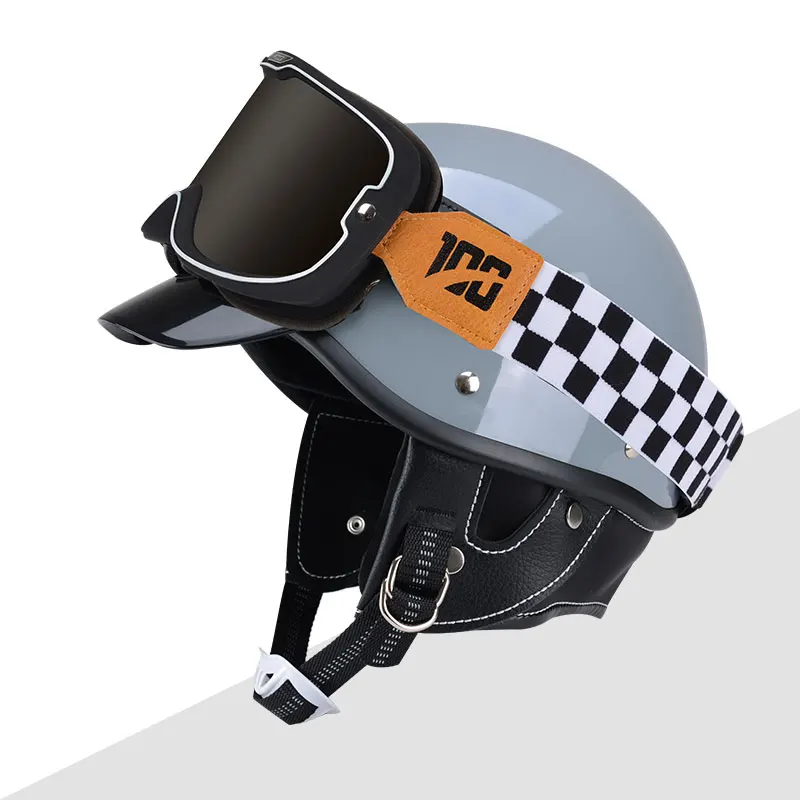 Мотоциклетный шлем KEAZ в винтажном стиле блестящий белый мотоциклетный