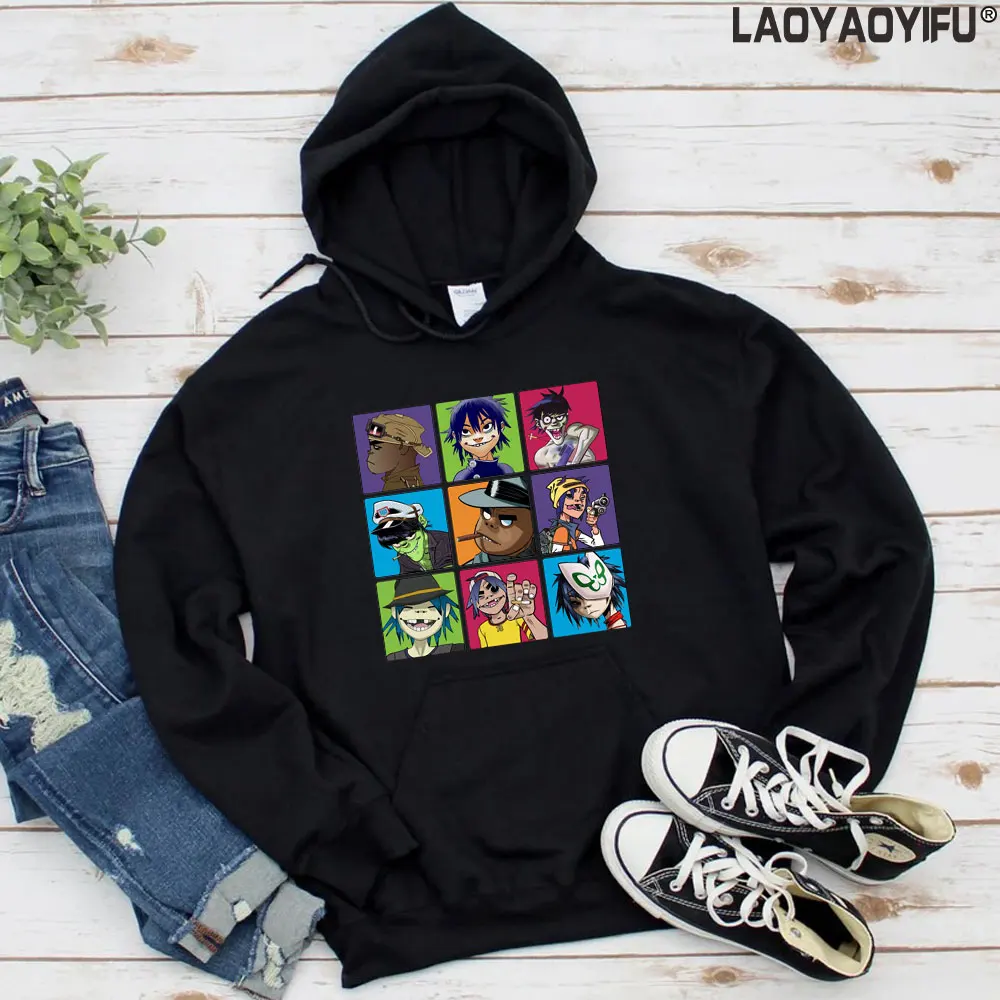 Мужская одежда музыкальная группа Gorillazs толстовка с принтом в стиле панк-рок 90-е