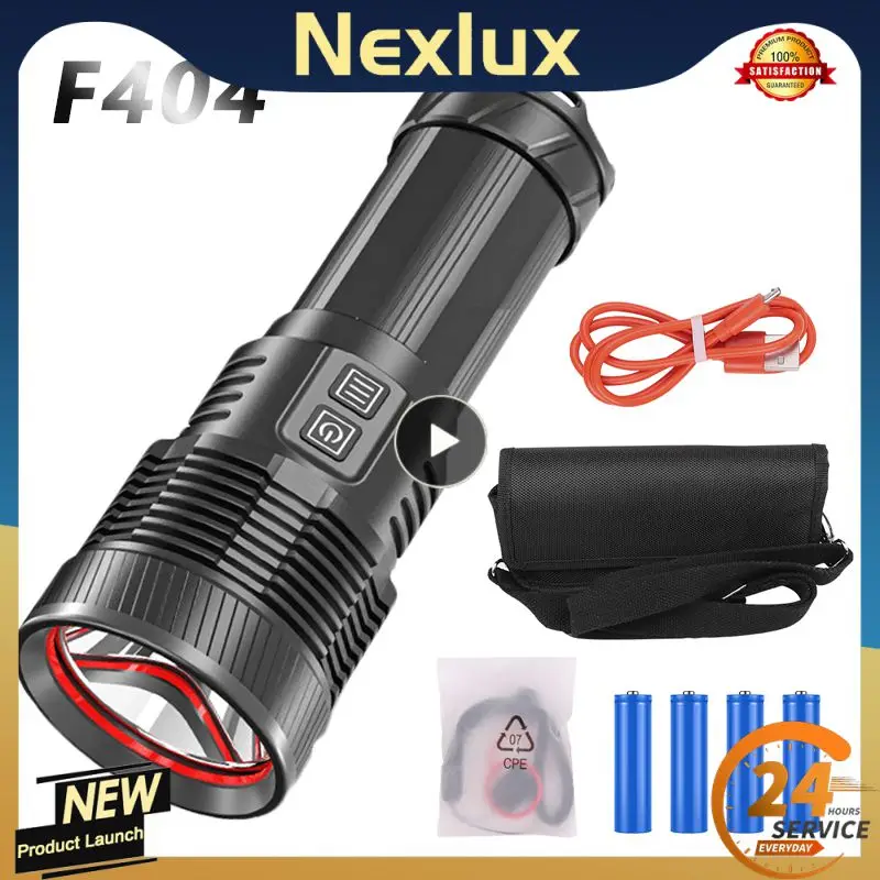 

Powerful LED Flashlight XHP70 Torch Portable Strong Outdoor Searchlight USB Zoomable Waterproof Tactical Torch with Strap Bag