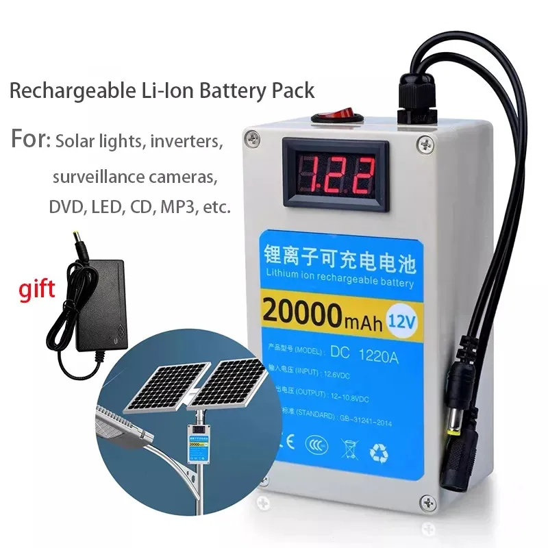 

12V outdoor rechargeable lithium ion battery30ah high current rechargeable lithium polymer battery,LED fluorescent lamp4G camera