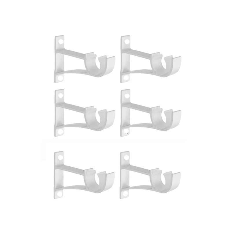 

6 Pcs Universal Curtain Rod Bracket Aluminum Alloy Hang Curtain Rod Holders, Single Rod Bracket for Walls（Black/ White）