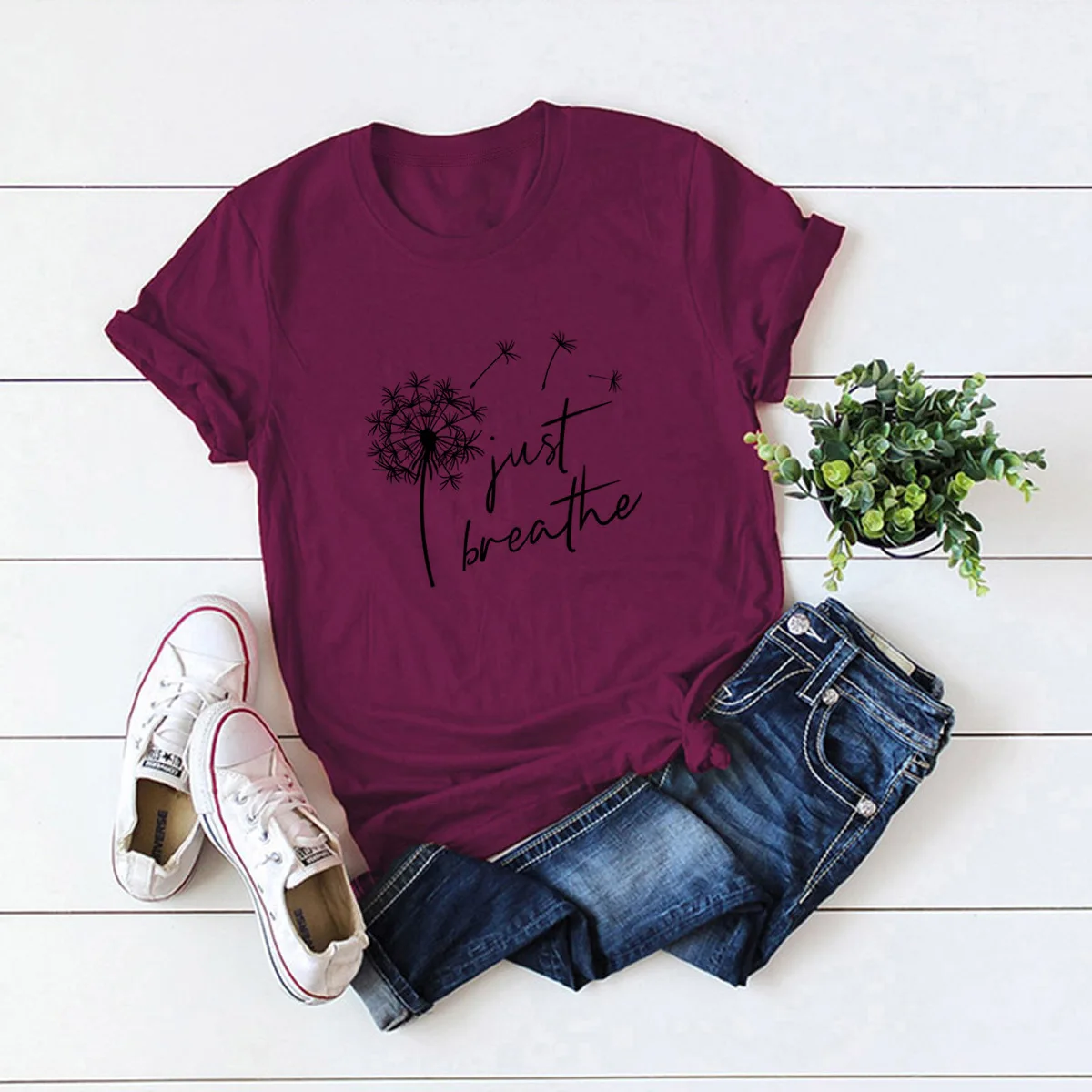 

Hot European and American women's tops cute fashion dandelion print short sleeve T-shirts women's fashion girl T-shirts tops