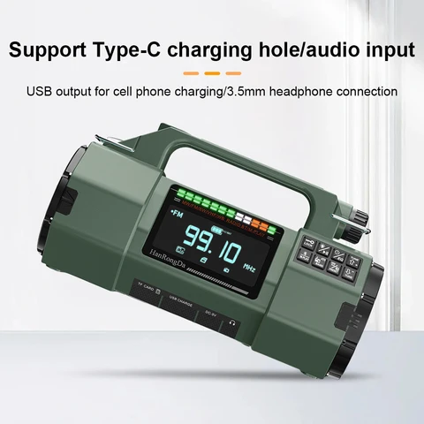 HRD-908 FM/MW/SW/VHF/WB солнечное радио аварийное радио с рукояткой уличный аварийный светодиодный фонарик с сигнализацией SOS BT динамик плеер