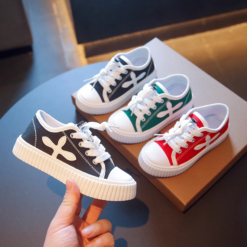 

New Children Canvas Shoes Boy Casual Shoes Spring Lace Up Girl Shoes Breathable Kid Sports Sneakers Non-Slip Flat Tenis Infantil