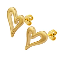 heart shaped earrings for women titanium steel plated 18k gold korean ins trend earrings cute simple girl party accessories