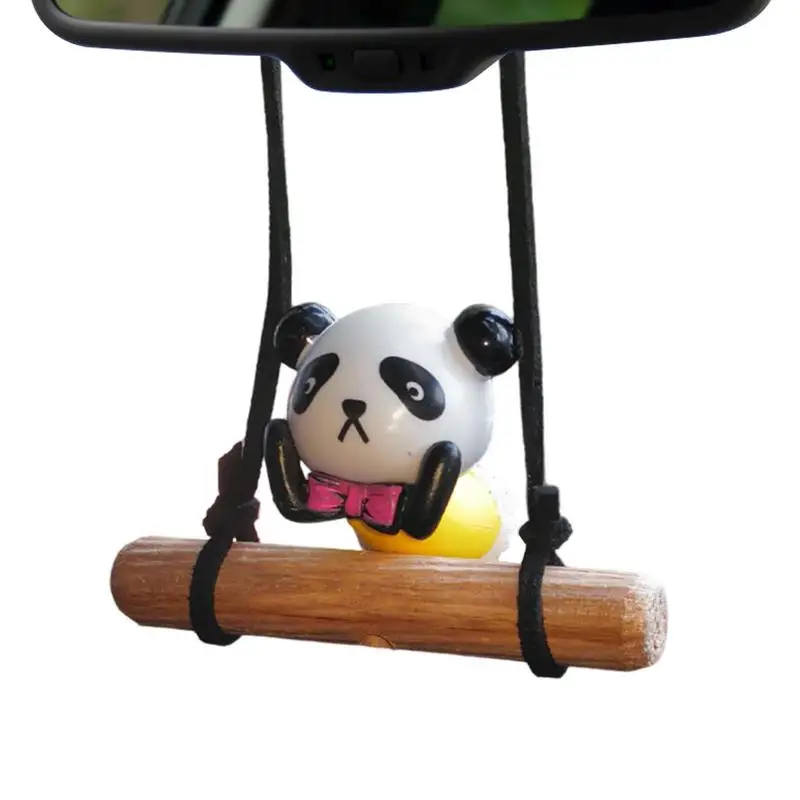 

Car Swinging Ornament Panda On Swing Pendant Car Charm Decor For Rearview Mirror Hangable Vehicle Interior Accessories Gift