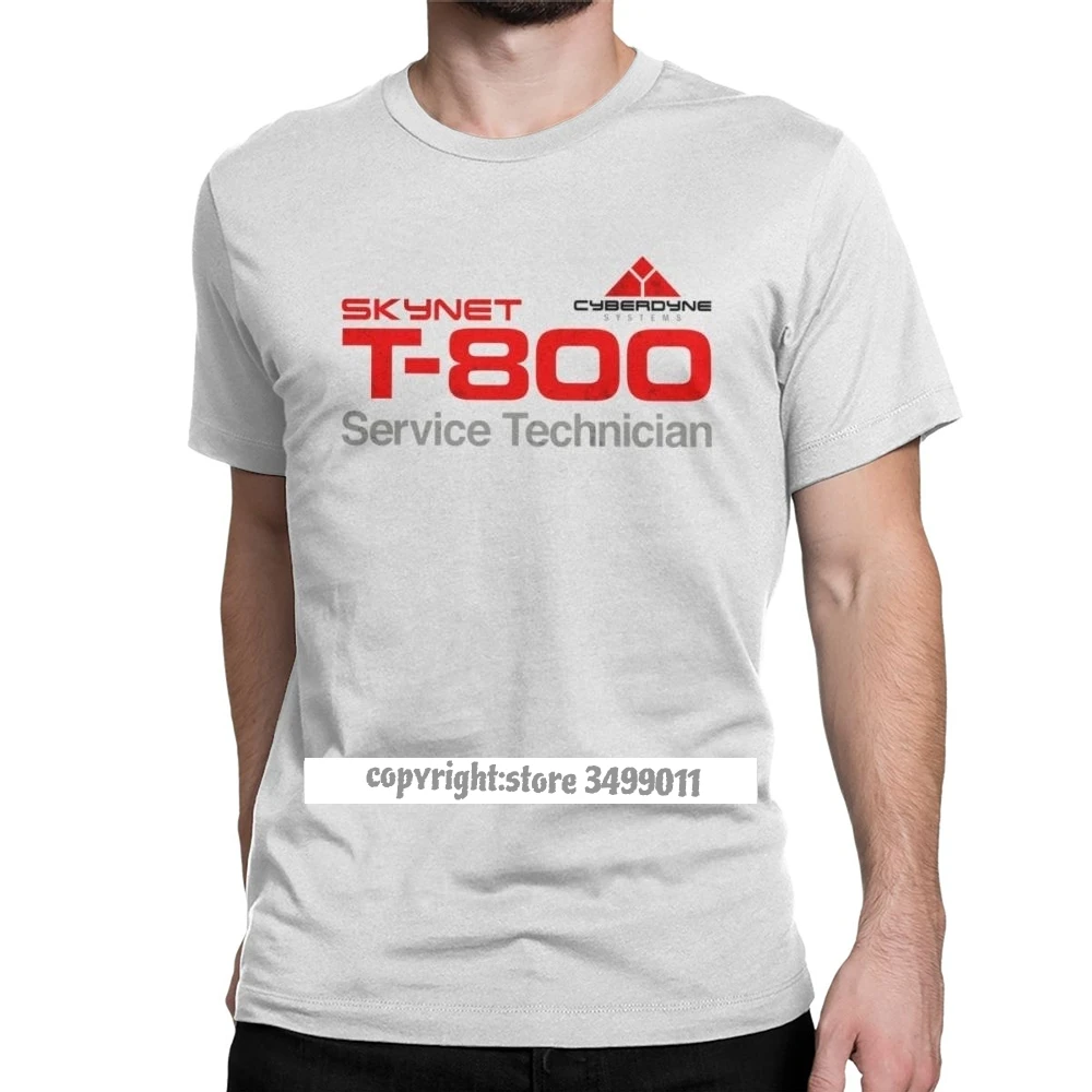 

T-800 Technician Tops T Shirt Men Cotton Novelty Tshirts Crewneck Terminator Cyberdyne Cyborg Tee Fitness Streetwear