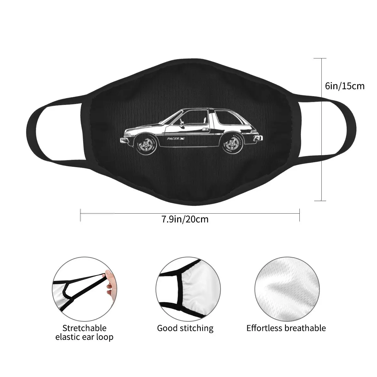Маска для рта многоразовая дышащая моющаяся с принтом Amc Pacer X 1975 - 1976 |