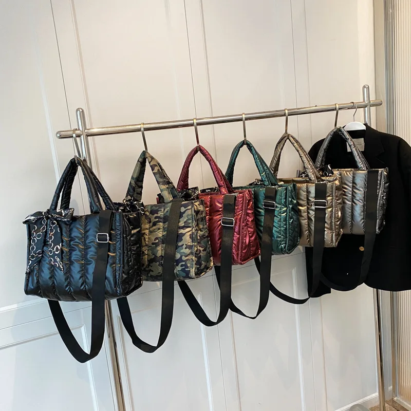 2023 New Space Cotton Shoulder Messenger Bag Fashion Bright Casual Cotton Large Capacity Casual Totes Women Purse And Handbags